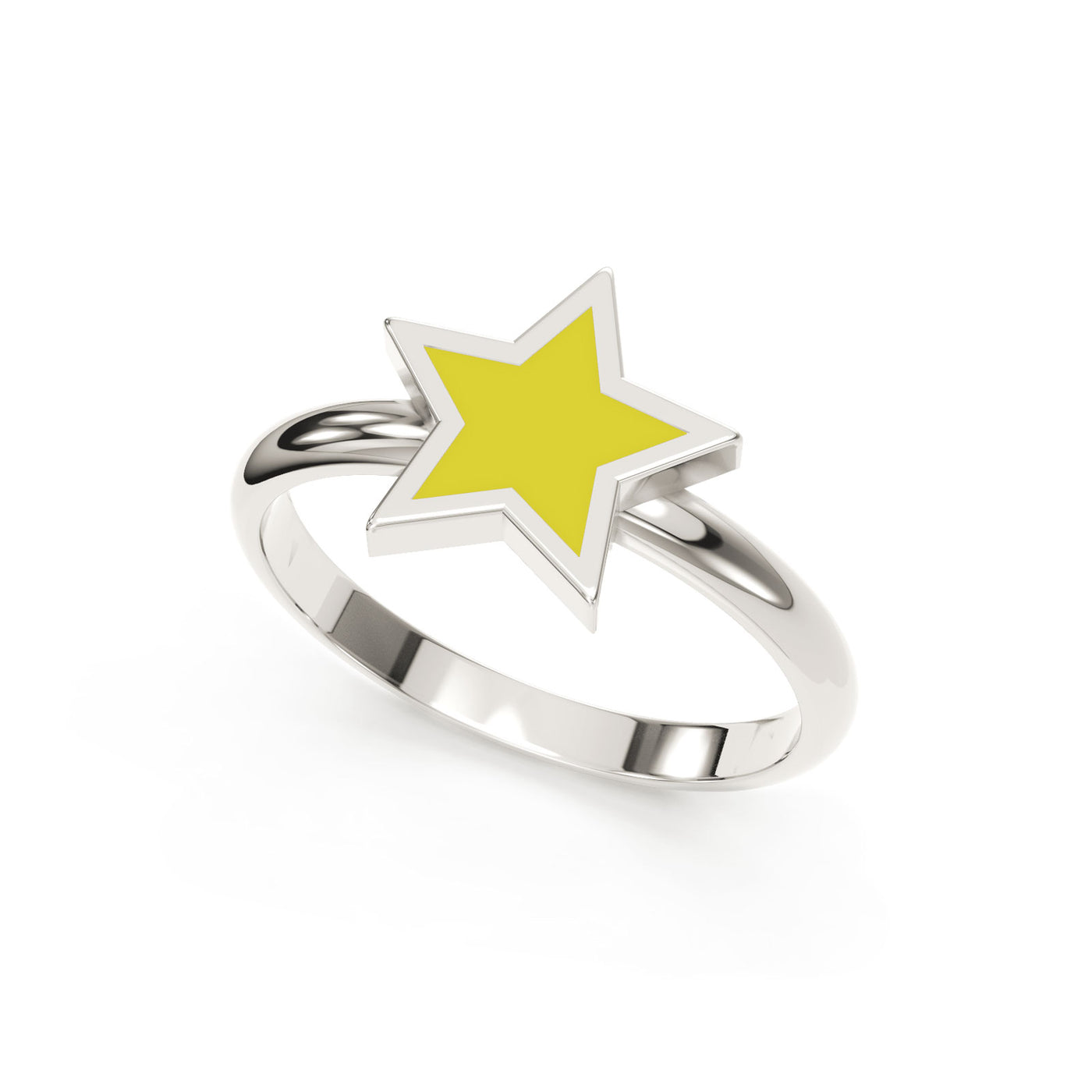 Silver Enamel Star Ring