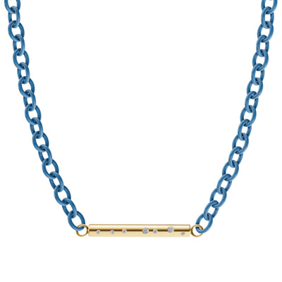 3.8mm Stainless Steel Aqua Blue Bar Chain Bracelet