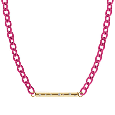 3.8mm Stainless Steel Rubellite Pink Bar Chain Bracelet