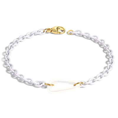 3.8mm Stainless Steel Pearl White Chain Hinge Bracelet