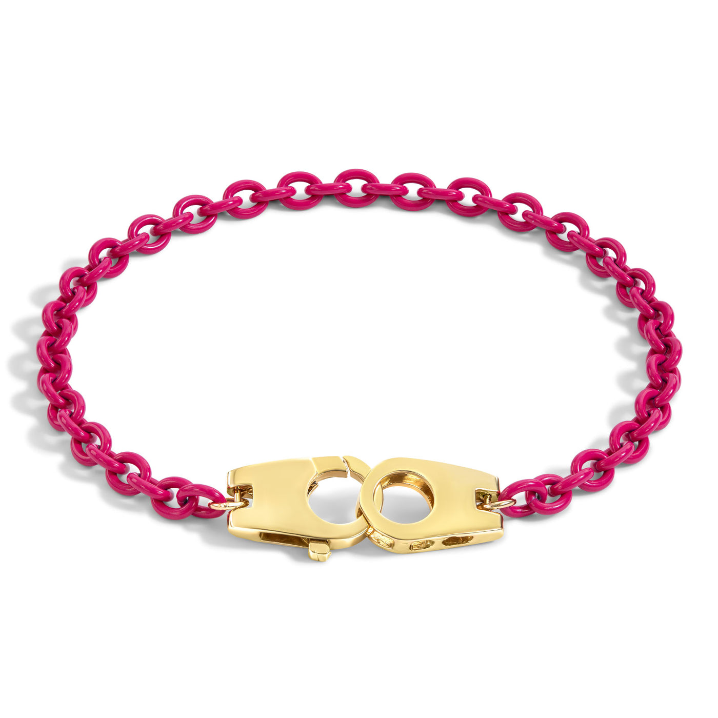 3.8mm Stainless Steel Rubellite Pink Twin Clasp Chain Bracelet