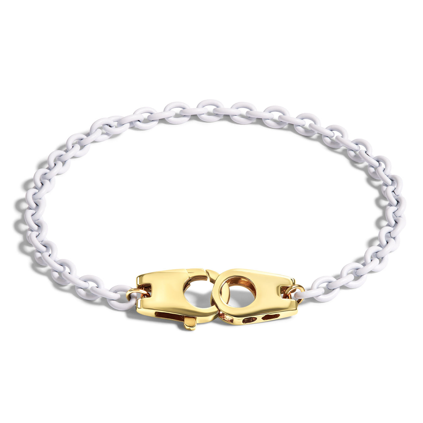 3.8mm Stainless Steel Pearl White Twin Clasp Chain Bracelet