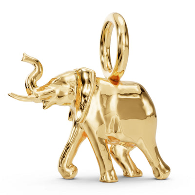 Gold Polished Elephant Sculptural Charm