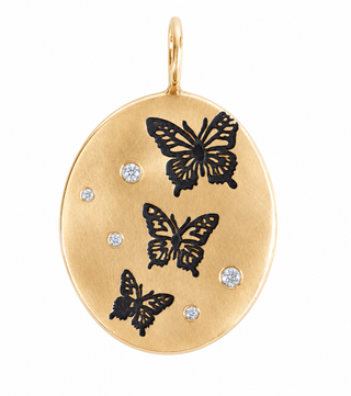 3 Butterflies Oval Charm