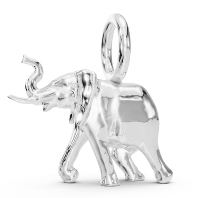 Silver Polished Elephant Sculptural Charm