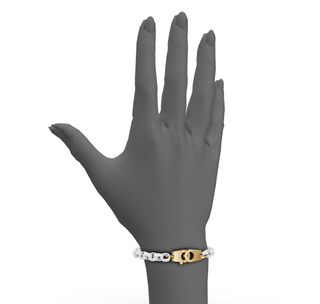 5.6mm Stainless Steel Pearl White Twin Clasp Chain Bracelet