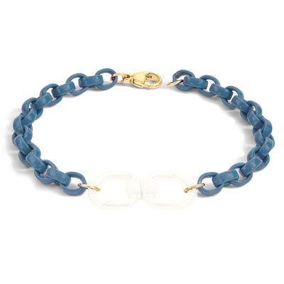 5.6mm Stainless Steel Aqua Blue Chain Hinge Bracelet