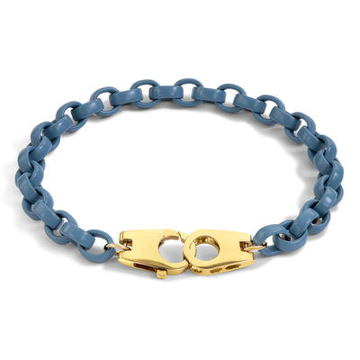 5.6mm Stainless Steel Aqua Blue Twin Clasp Chain Bracelet