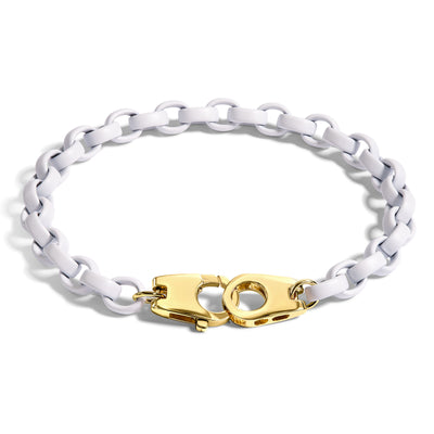 5.6mm Stainless Steel Pearl White Twin Clasp Chain Bracelet