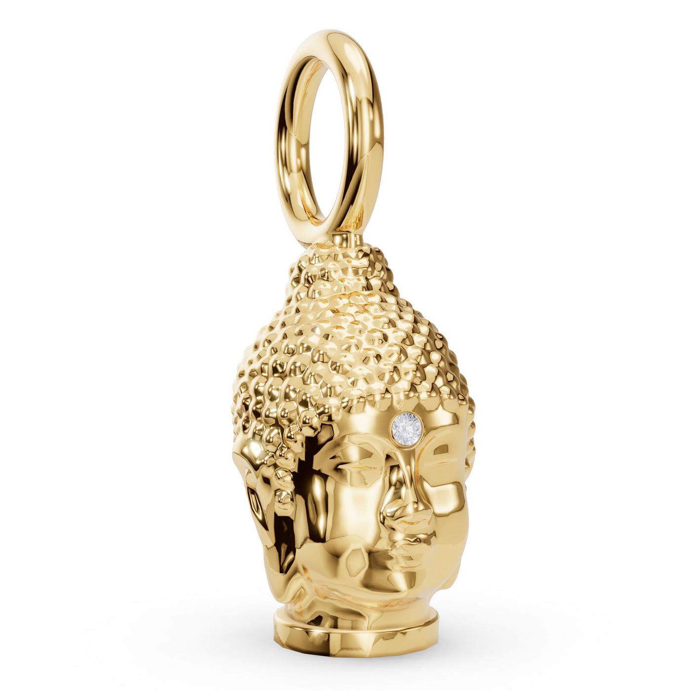 Gold Polished Buddha Head with a Diamond