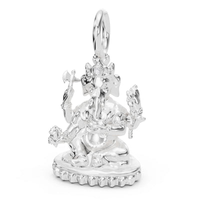 Silver Polished Ganesh Charm with a Diamond
