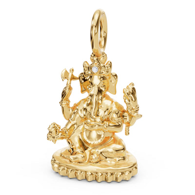 Gold Polished Ganesh Charm with a Diamond