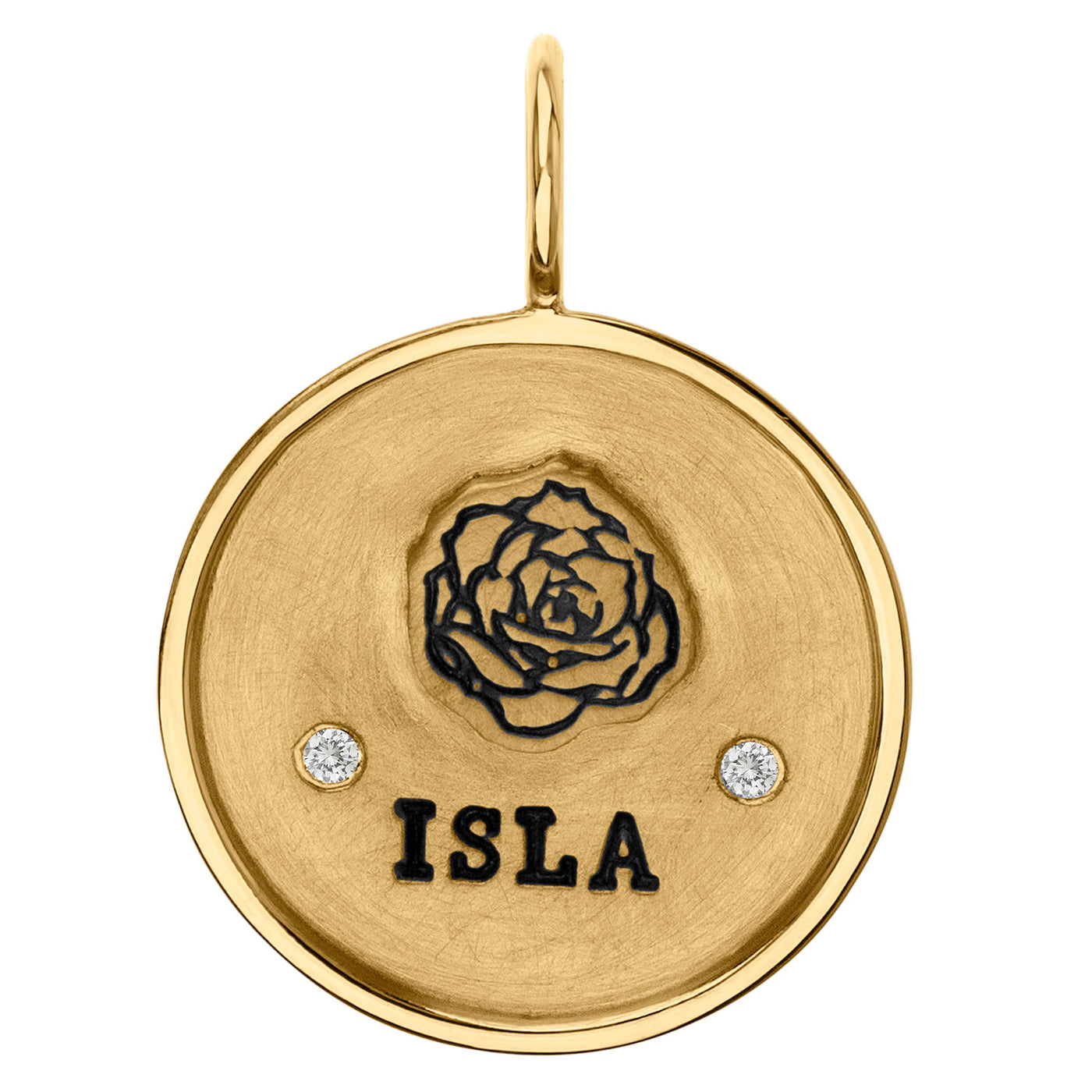 Rose Name and Date Round Charm