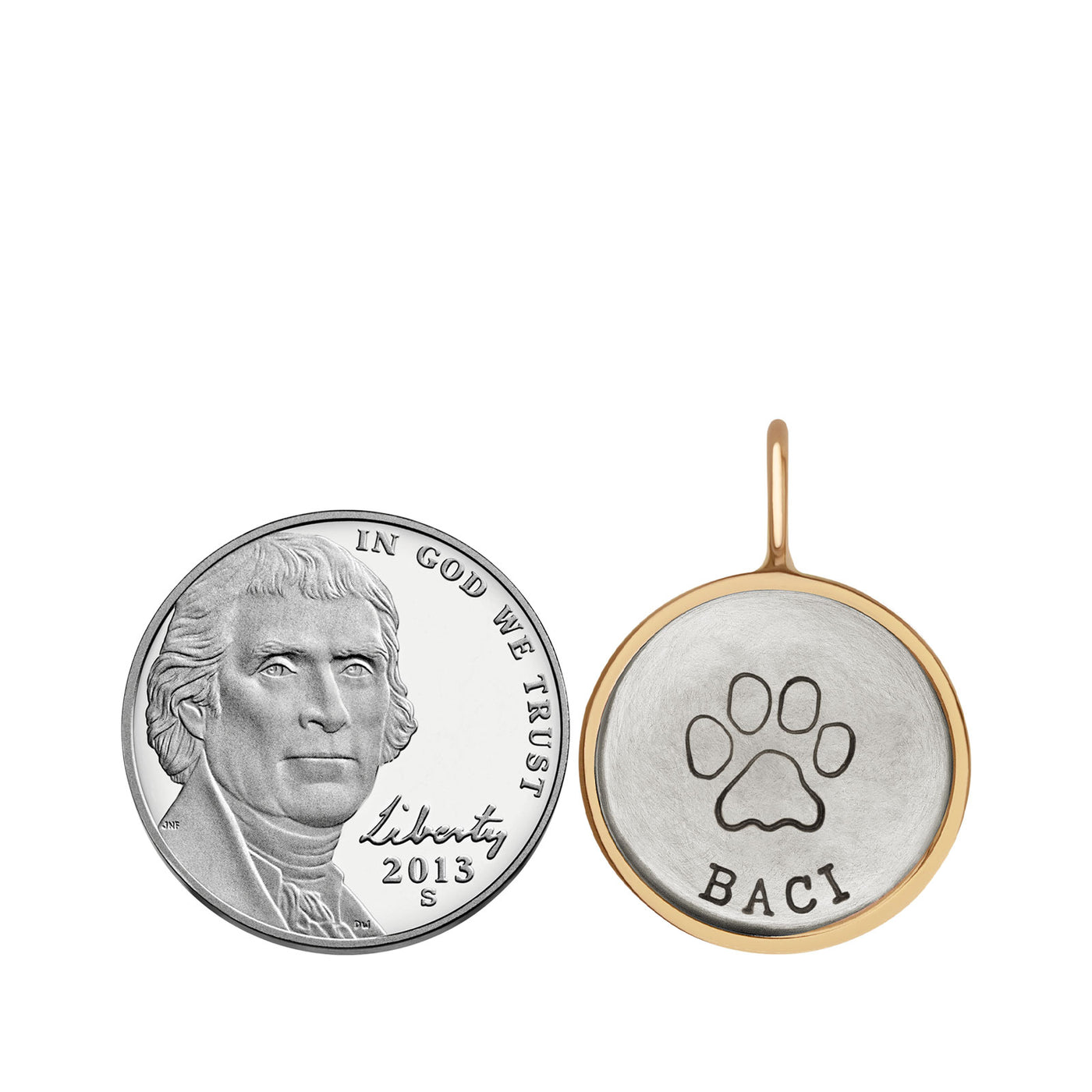 Silver & Gold Pet Name Round Charm