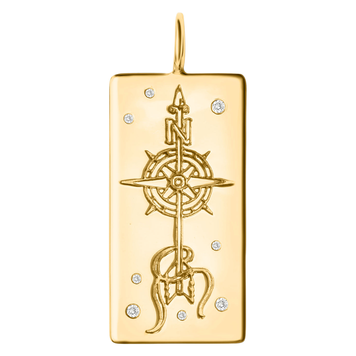 Ornate Compass Arrow High Polished ID Tag
