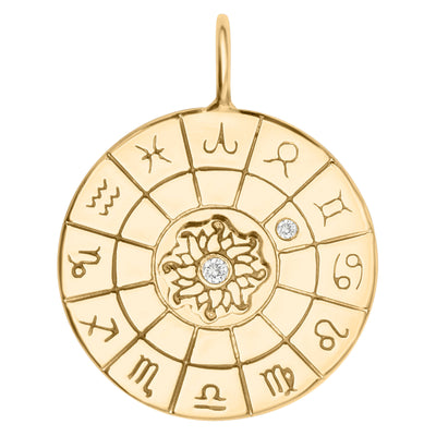 Zodiac Compass High Polished Round Charm