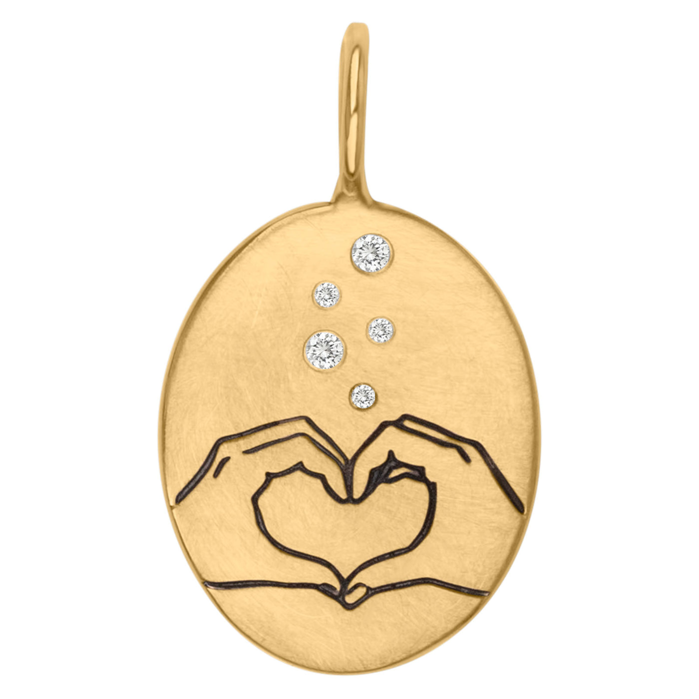Gold Heart Hands Oval Charm