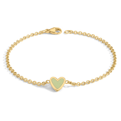 2mm Gold Enamel Heart Bracelet