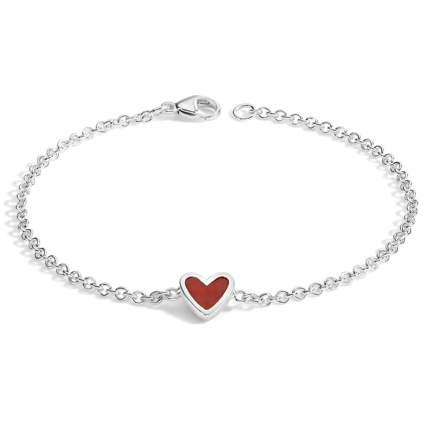 2mm Silver Enamel Heart Bracelet