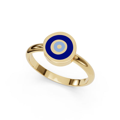 Gold Enamel Evil Eye Ring