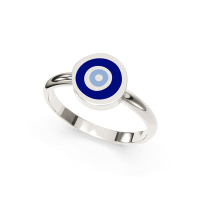 Silver Enamel Evil Eye Ring