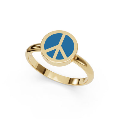 Gold Enamel Peace Sign Ring