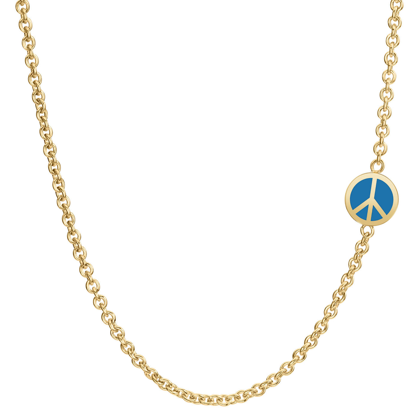 2mm Gold Enamel Peace Sign Chain