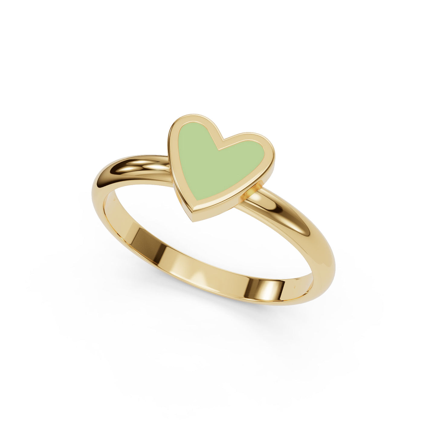 Gold Enamel Green Heart Ring