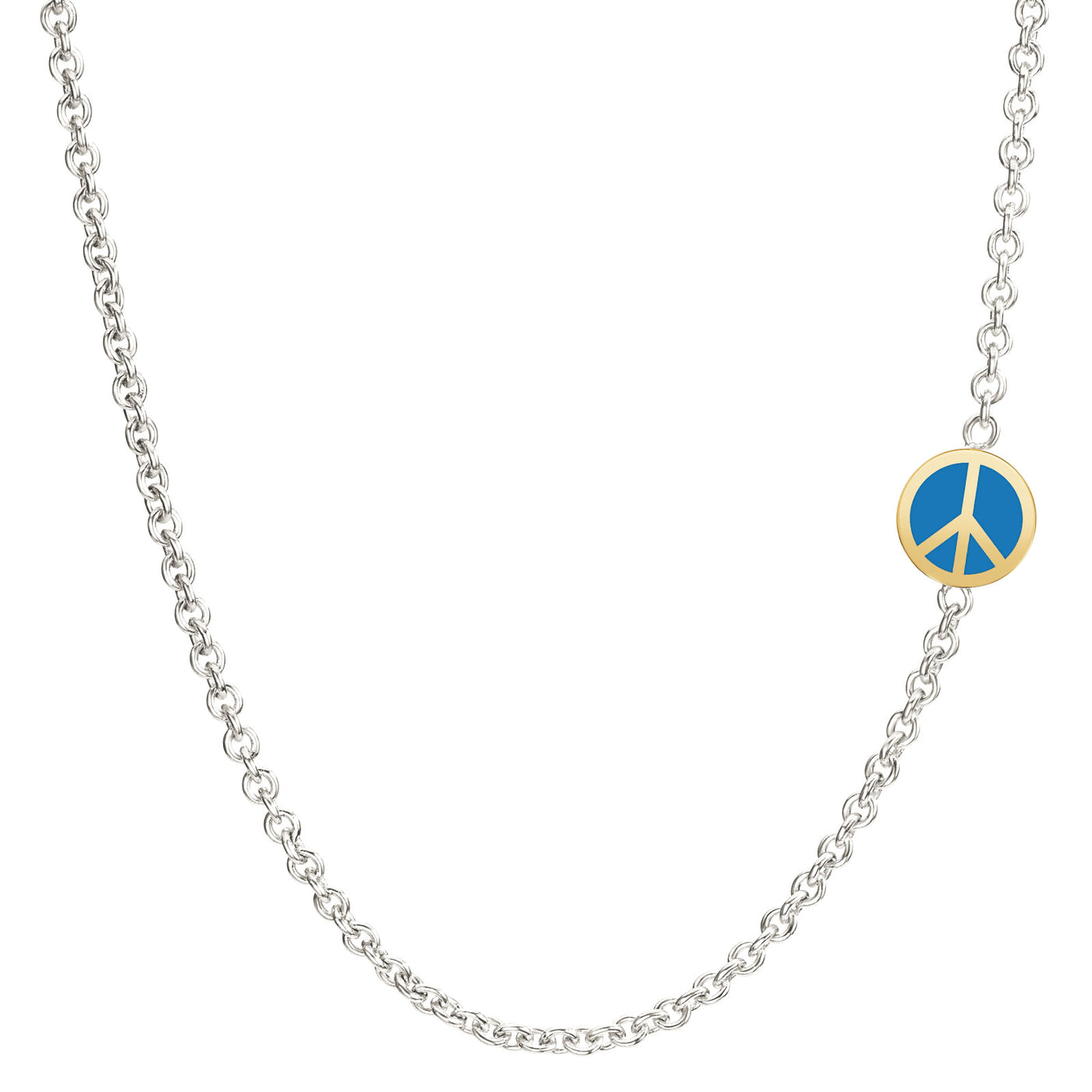 2mm Silver & Gold Enamel Peace Sign Chain