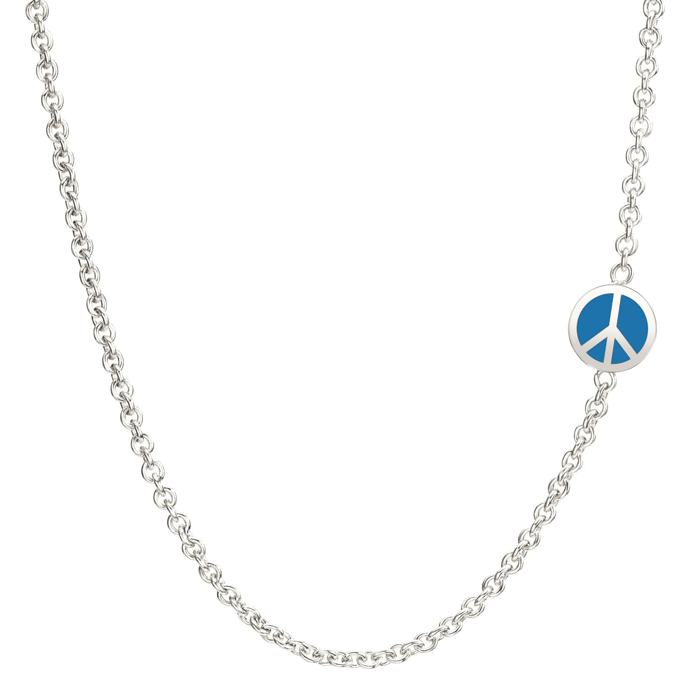 2mm Silver Enamel Peace Sign Chain