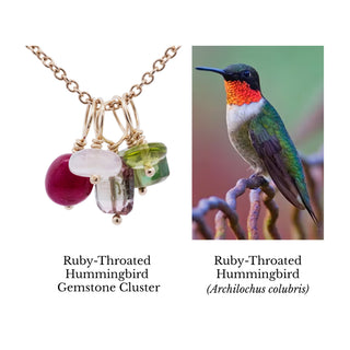 Ruby Throated Hummingbird Gemstone Cluster
