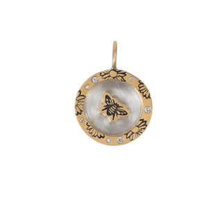 Flower and Bee Round Charm