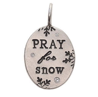 Pray For Snow Silver Oval Charm