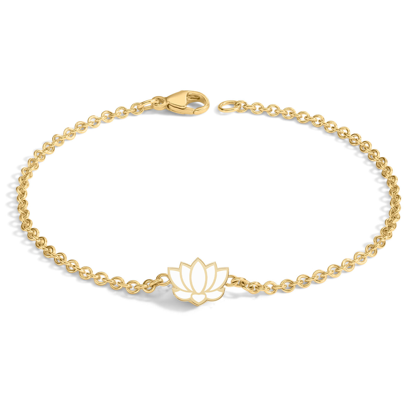 2mm Gold Enamel Lotus Bracelet