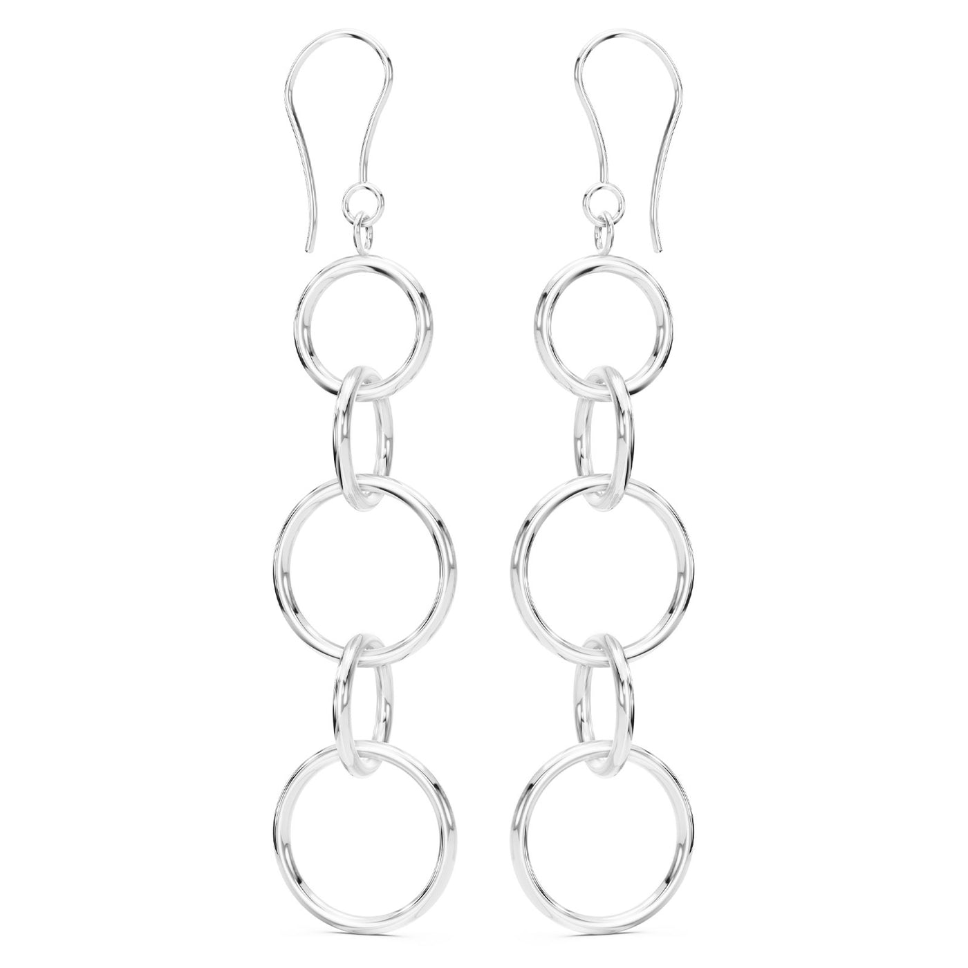 Large Silver Round Drop Earrings