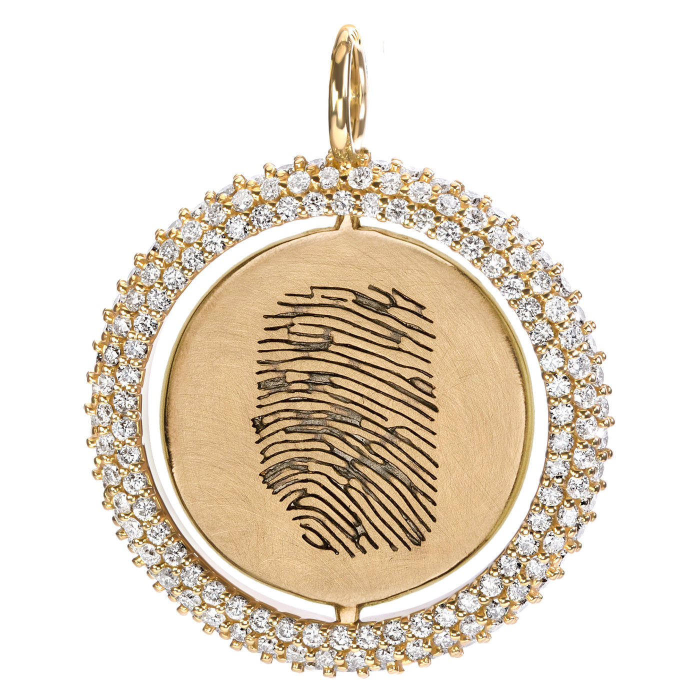 Fingerprint & Monogram Pavé Swivel Round Charm