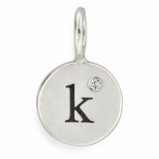 Silver Single Initial Round Charm