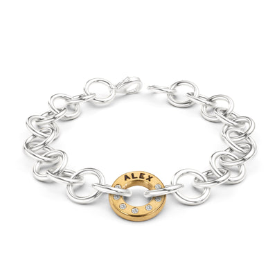 Silver & Gold Handmade Circle Chain Name Bracelet