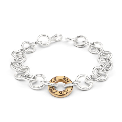 Silver & Gold Handmade Circle Chain Paws Bracelet