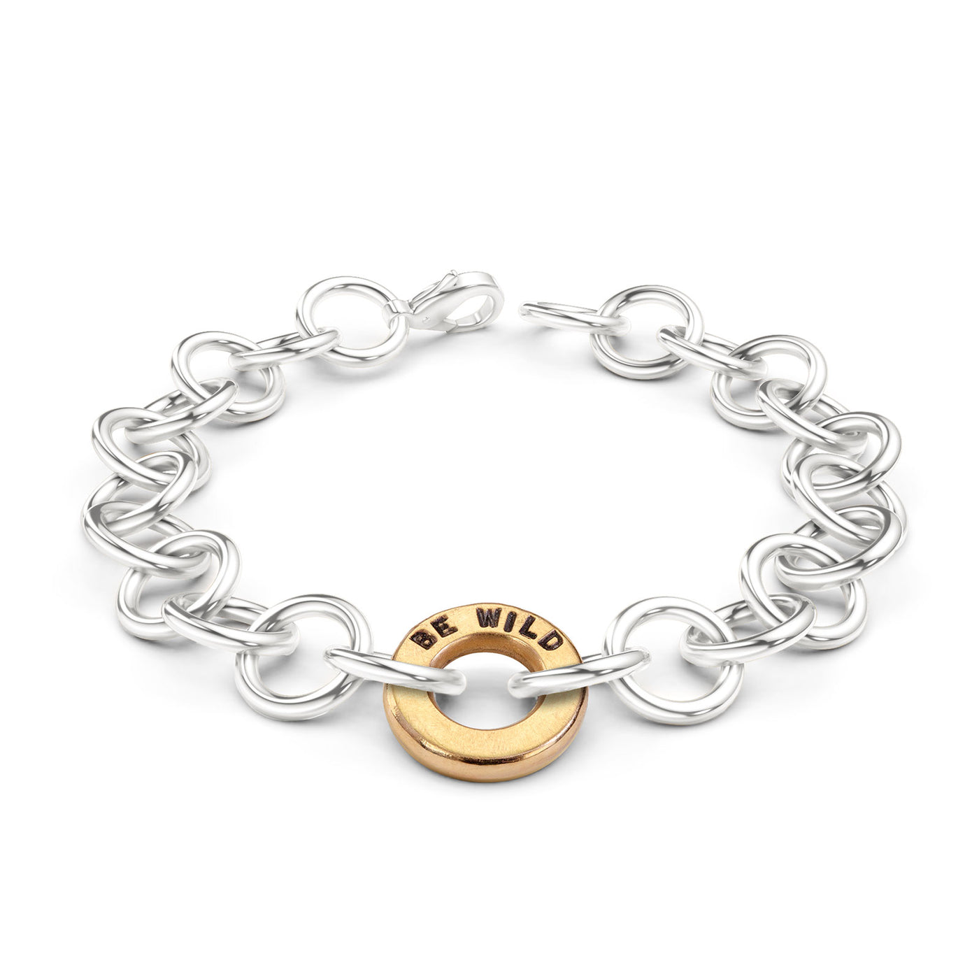 Silver & Gold Handmade Circle Chain Be Wild Bracelet