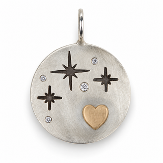 Starburst Heart Round Charm