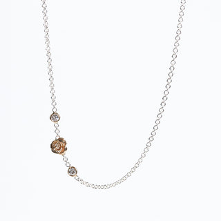 2mm Rose & Diamond Bezel Accent Chain