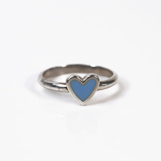 Silver Enamel Heart Ring