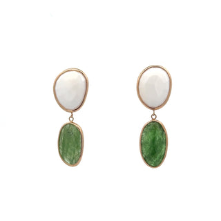 White Opal and Tsavorite Elizabeth Stone Earrings