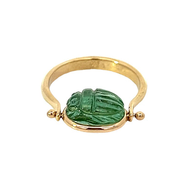 Carved Scarab Tourmaline Spinner Ring