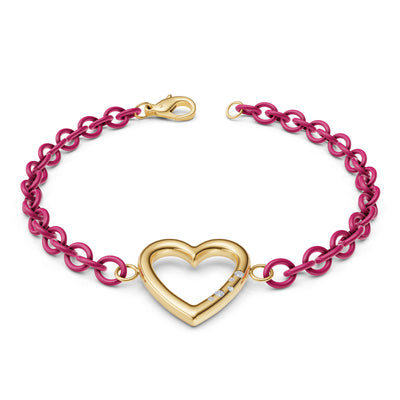 3.8mm Stainless Steel Rubellite Pink Heart Chain Bracelet