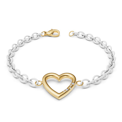 3.8mm Stainless Steel Pearl White Heart Chain Bracelet