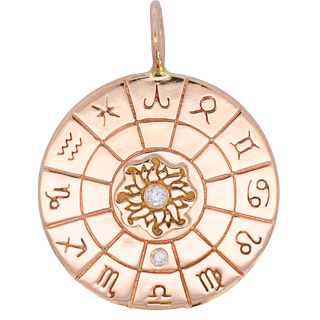 Zodiac Compass High Polished Round Charm Libra