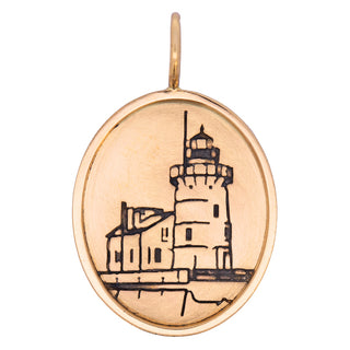 Gold Lighthouse Oval Charm