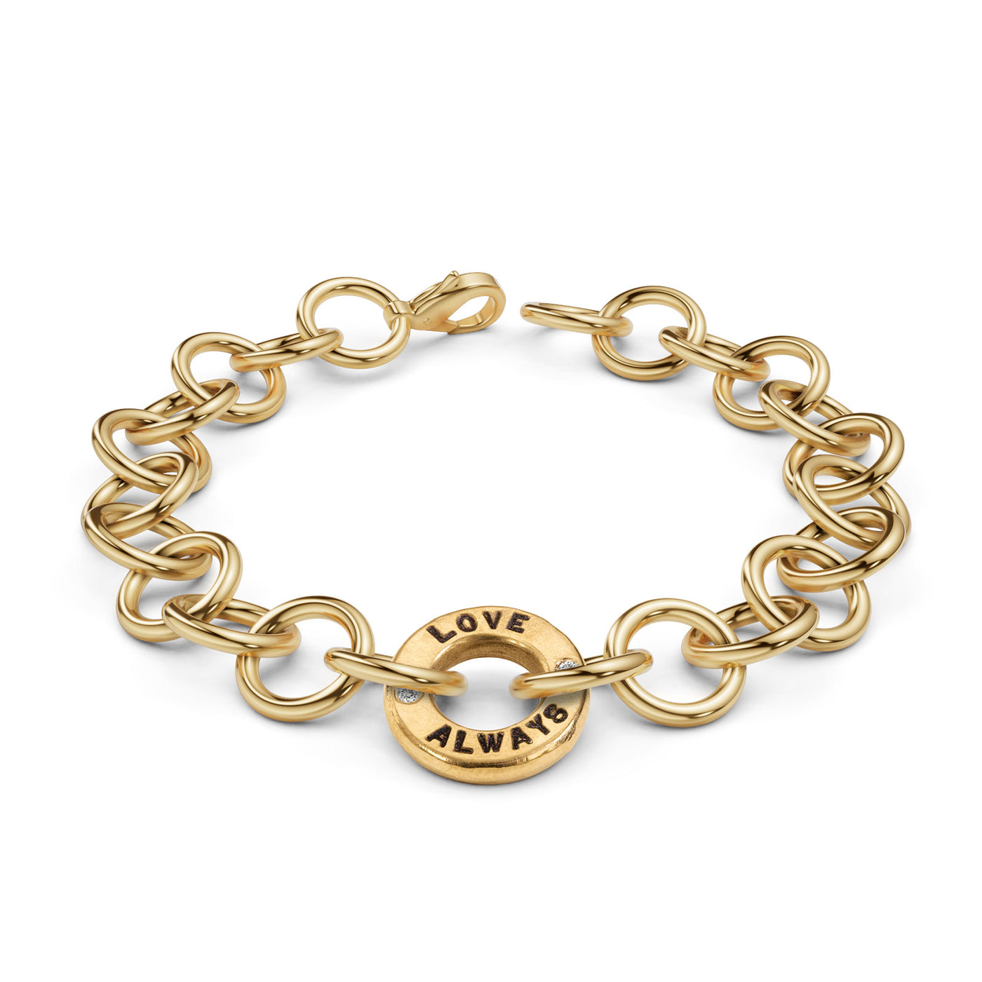 Gold Handmade Circle Chain Love Always Bracelet